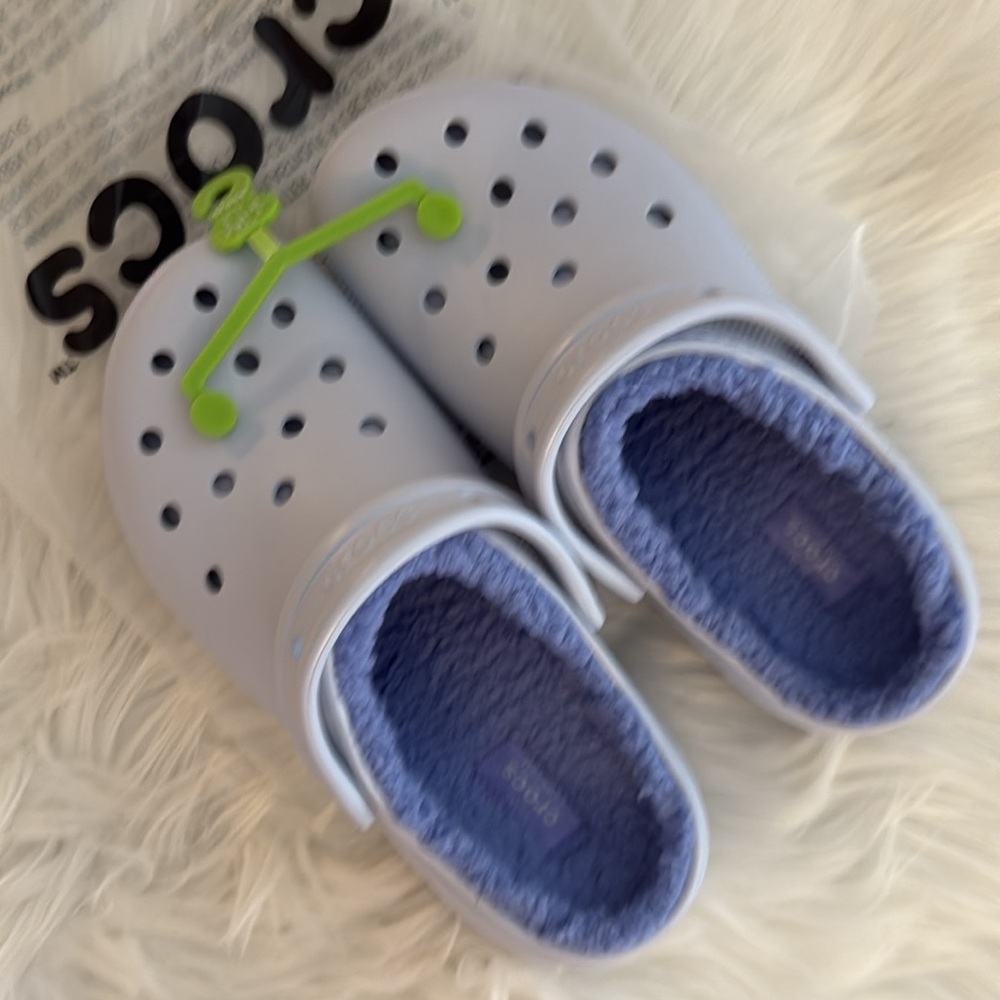 NWT platform crocs - fuzzy! 
Color dreamscape